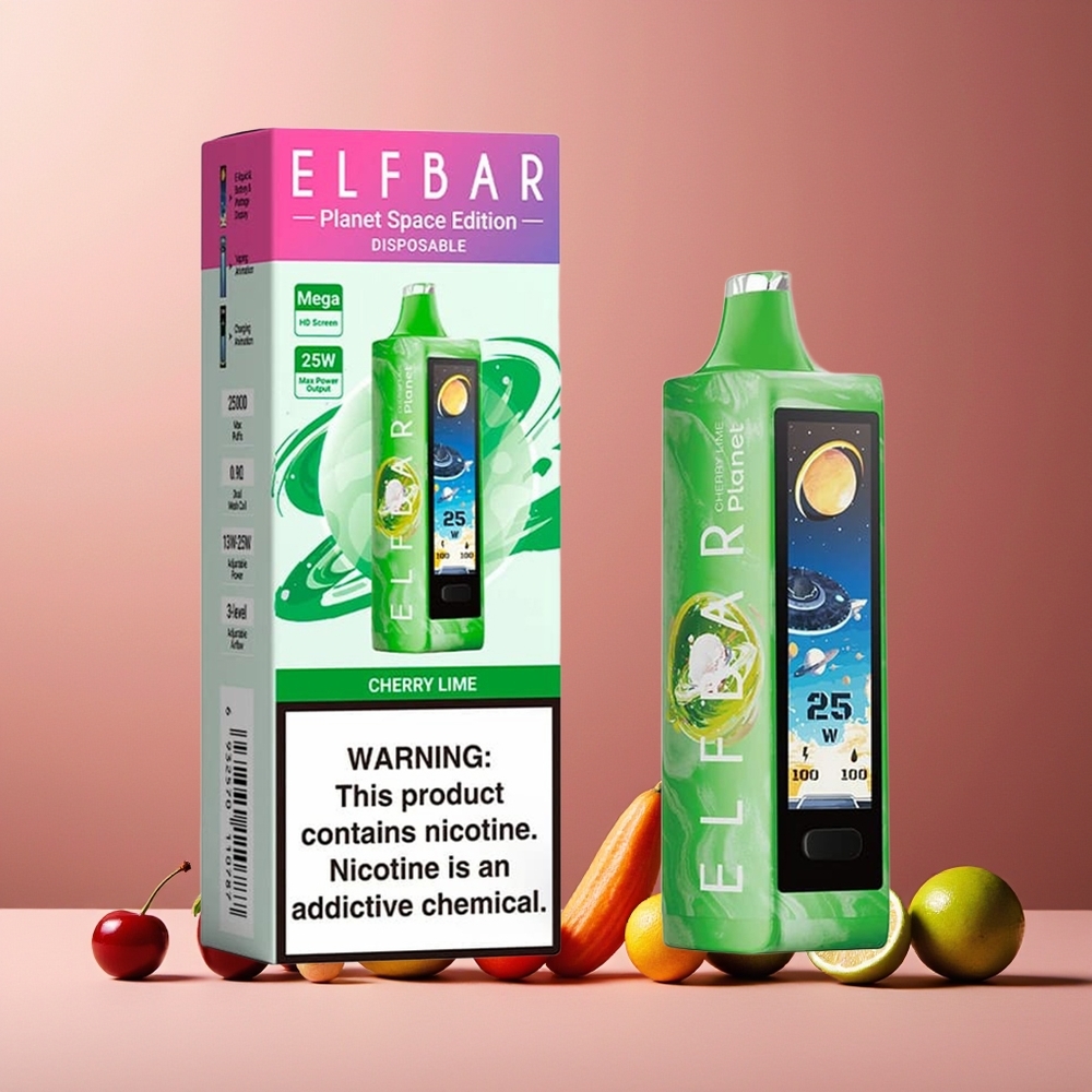 ELF BAR Planet 25000 Puffs 18ml 5% Nicotine Mesh Coil Rechargeable Cherry Lime New Zealand Wholesale