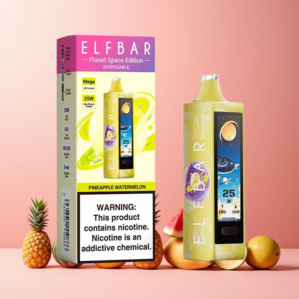 ELF BAR Planet 25000 Puffs 18ml 5% Nicotine Mesh Coil Rechargeable Pineapple Watermelon Disposable Vape New Zealand Wholesale