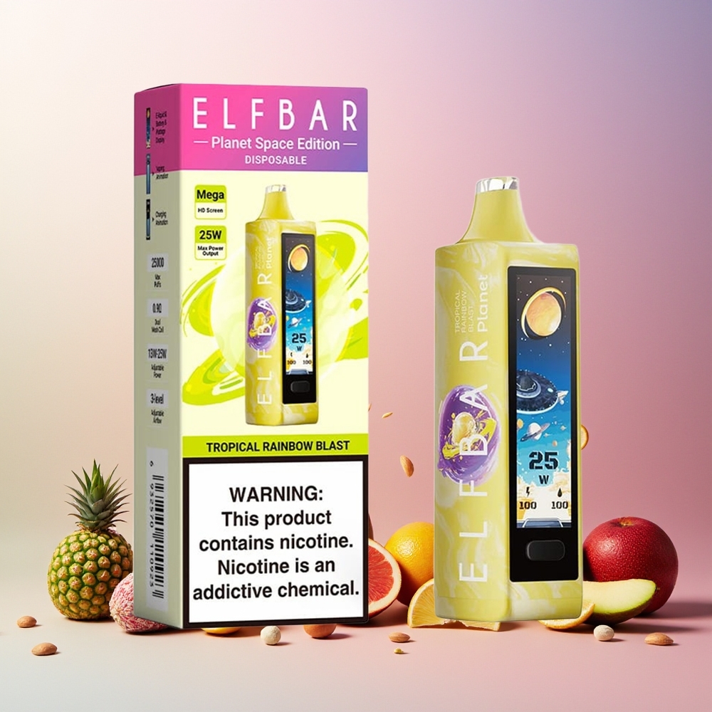 ELF BAR Planet 25000 Puffs 18ml 5% Nicotine Mesh Coil Rechargeable Tropical Rainbow Blast New Zealand Wholesale