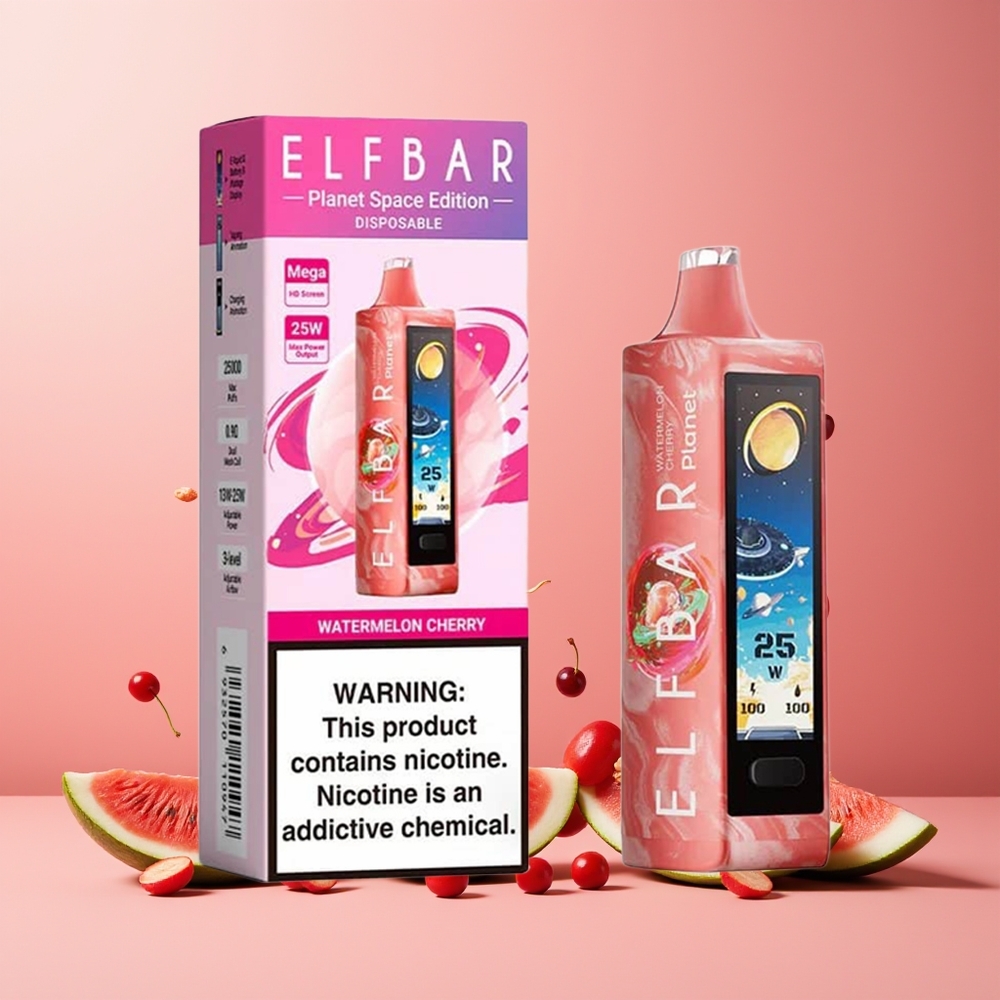 ELF BAR Planet 25000 Puffs 18ml 5% Nicotine Mesh Coil Rechargeable Watermelon Cherry Disposable Vape New Zealand Wholesale