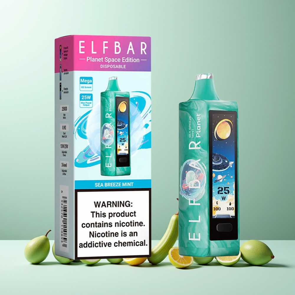 ELF BAR Planet 25000 Puffs 18ml 800mAh Mesh Disposable Vape Sea Breeze Mint New Zealand Wholesale