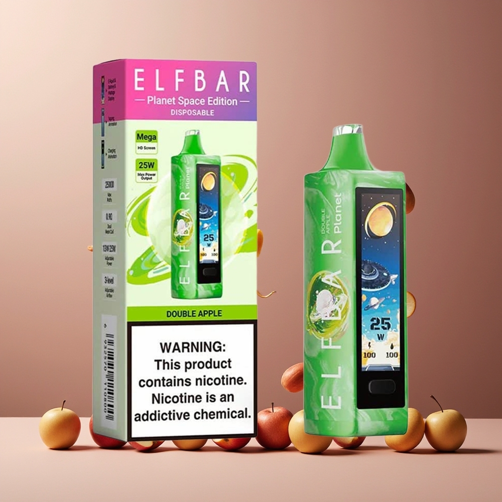 ELF BAR Planet 25000 Puffs 18ml 800mAh Mesh Rechargeable Double Apple Disposable Vape New Zealand Wholesale