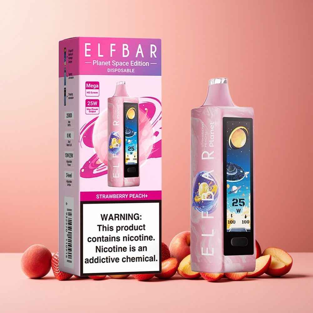 ELF BAR Planet 25000 Puffs 18ml 800mAh Rechargeable Mesh Strawberry Peach+ New Zealand Wholesale