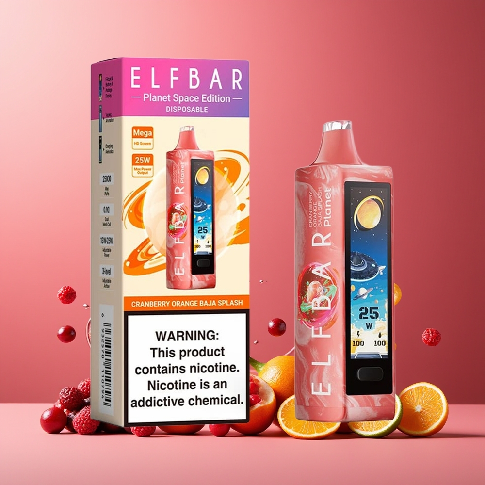 ELF BAR Planet 25000 Puffs New Zealand Wholesale Disposable Vape 18ml 800mAh Mesh Cranberry Orange Baja Splash