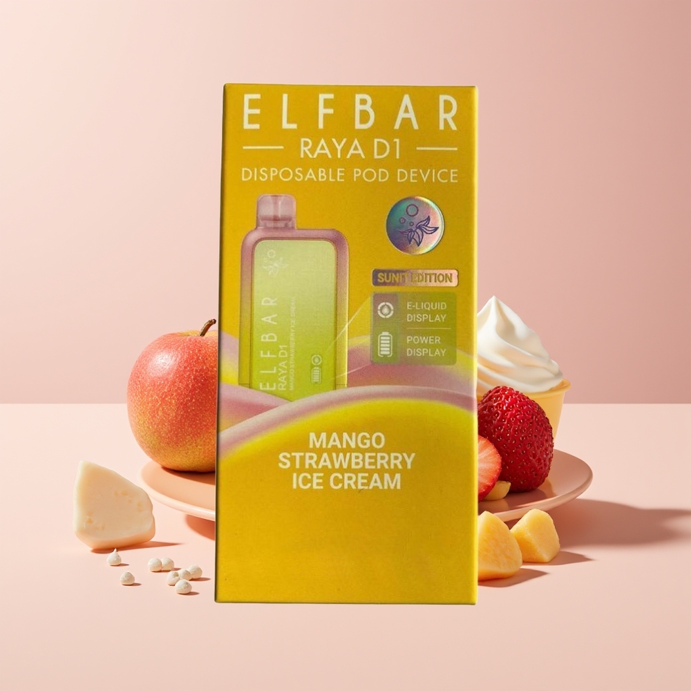Elf Bar Raya D1 13000 Puffs 18ml Rechargeable Type-C New Zealand Wholesale Mango Strawberry Ice Cream