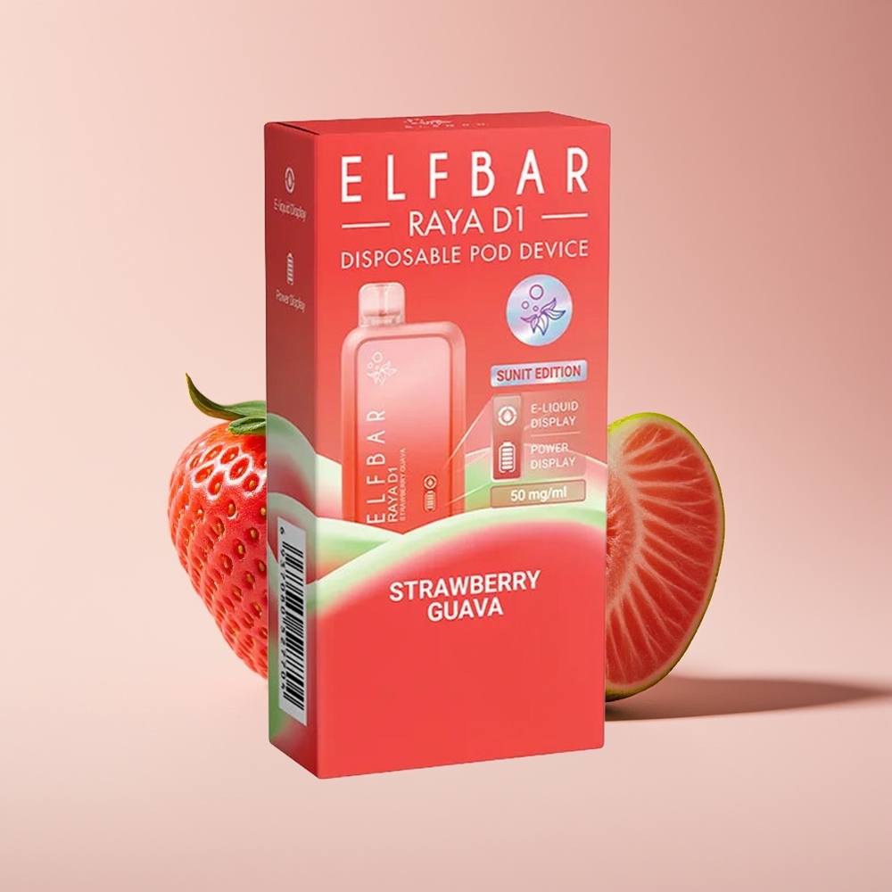Elf Bar Raya D1 13000 Puffs New Zealand Wholesale Disposable Vape 18ml 650mAh Rechargeable Strawberry Guava
