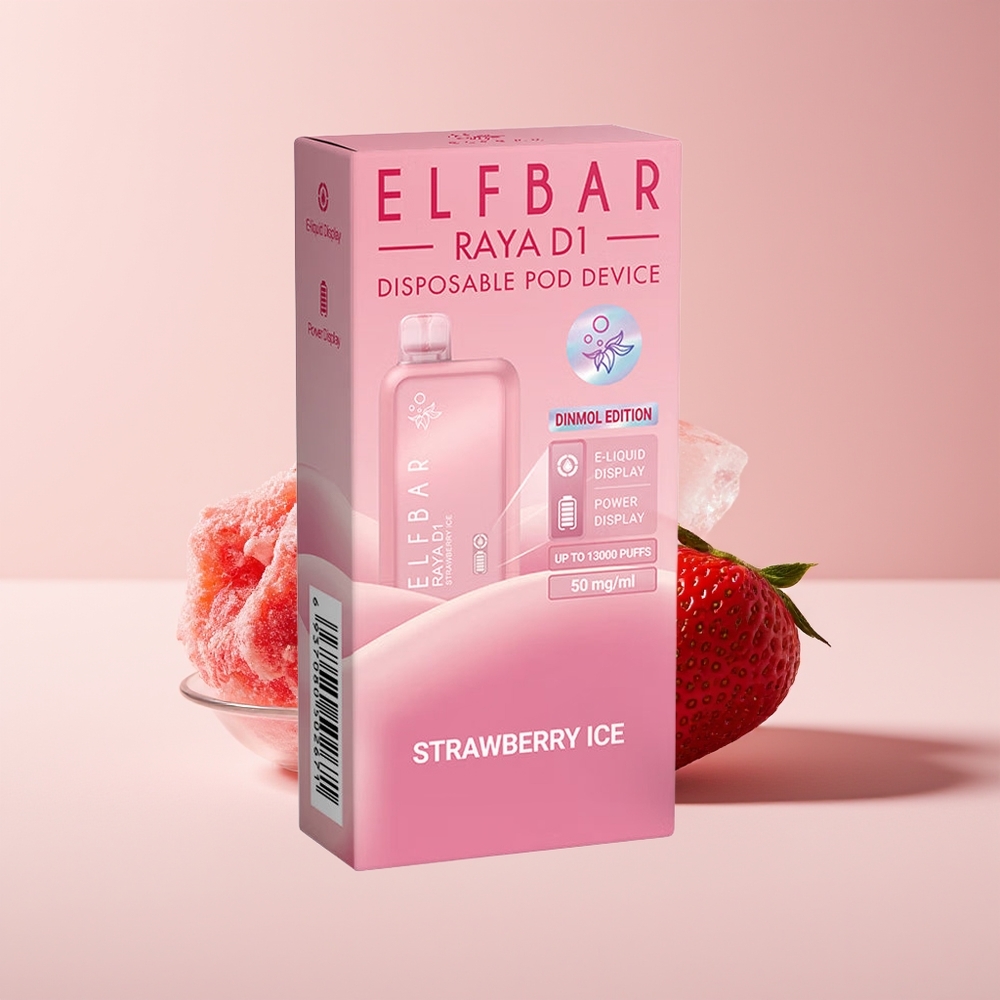Elf Bar Raya D1 13000 Puffs New Zealand Wholesale Disposable Vape Strawberry Ice 18ml 650mAh Type-C Rechargeable
