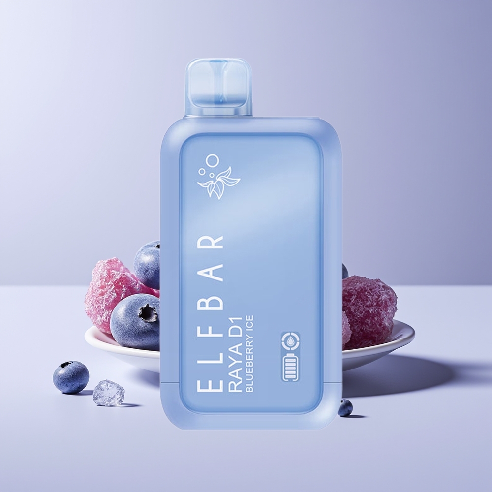 Elf Bar Raya D1 New Zealand Wholesale 13000 Puffs 18ml 650mAh Rechargeable Blueberry Ice Disposable Vape
