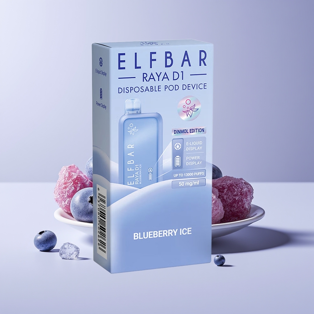 Elf Bar Raya D1 New Zealand Wholesale 13000 Puffs 18ml 650mAh Rechargeable Blueberry Ice Disposable Vape