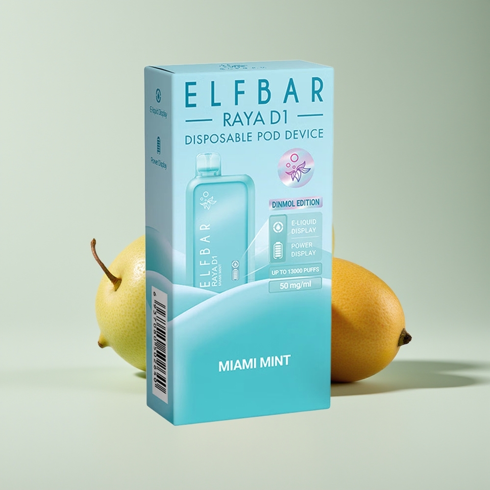 Elf Bar Raya D1 New Zealand Wholesale 13000 Puffs 18ml 650mAh Rechargeable Miami Mint Disposable Vape