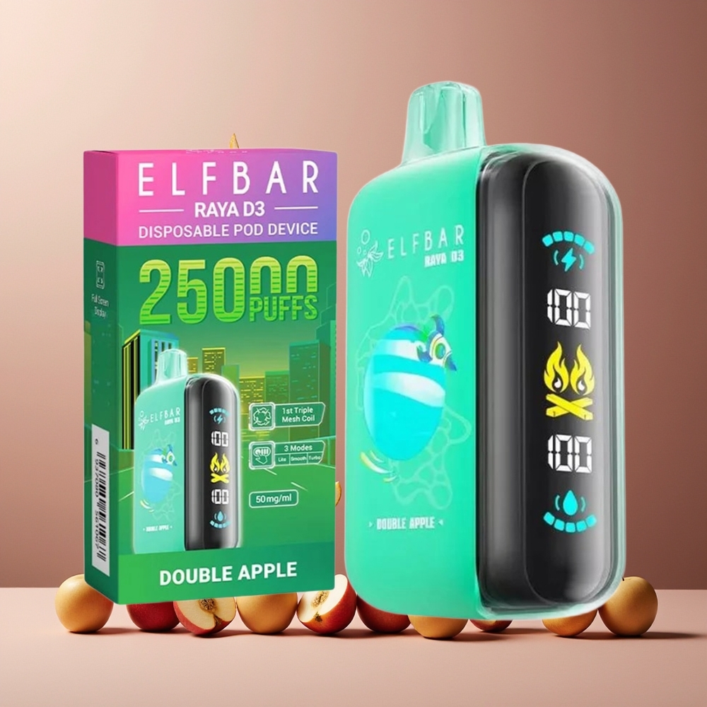 ELF BAR RAYA D3 25000 Puffs Disposable Vape Double Apple 850mAh 23ml 5% Type-C Large Screen New Zealand Wholesale