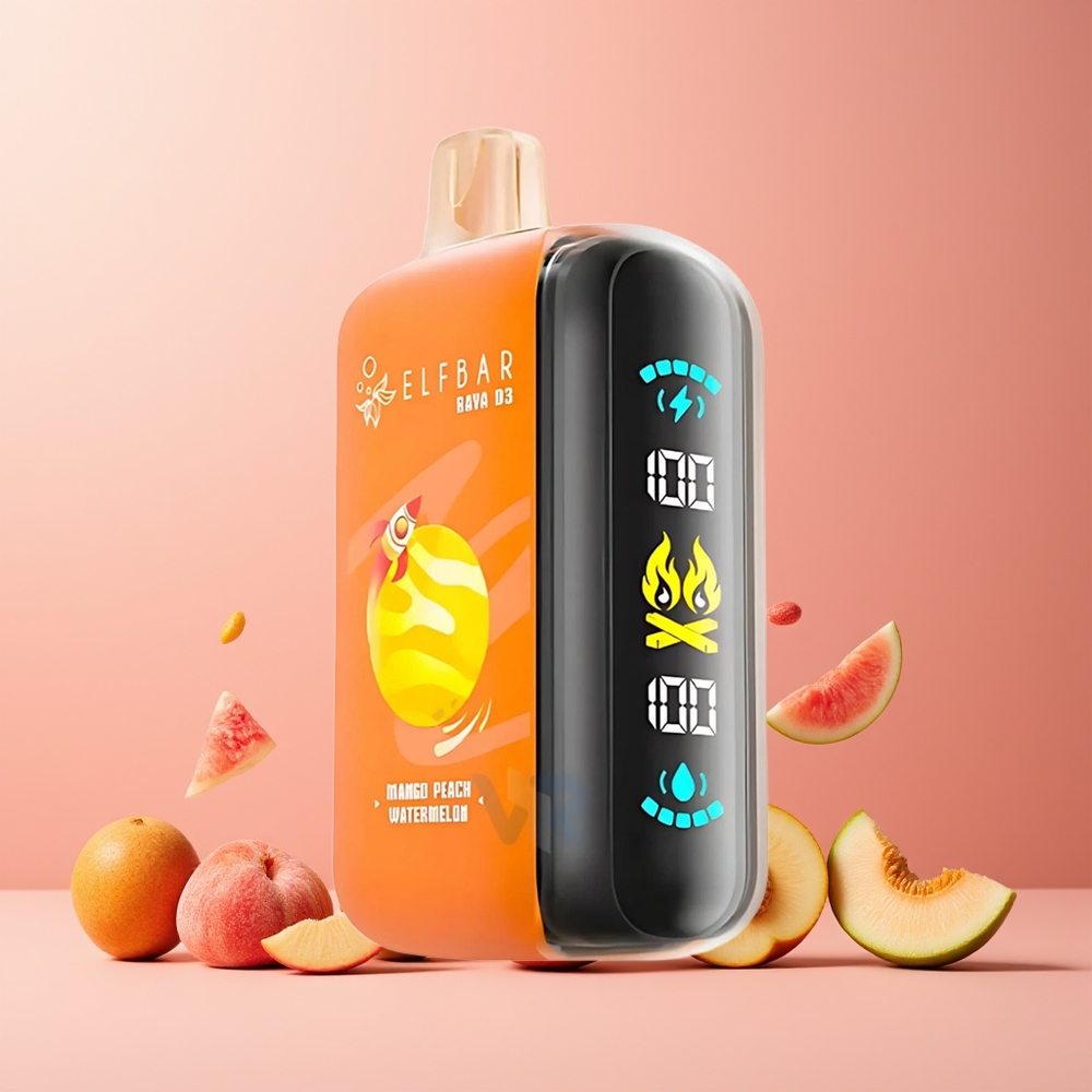 ELF BAR RAYA D3 25000 Puffs Disposable Vape Mango Peach Watermelon 850mAh Rechargeable 23ml 5% Type-C Large Screen New Zealand Wholesale