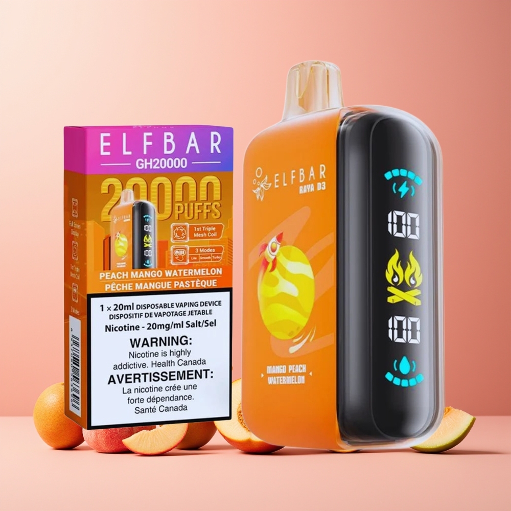 ELF BAR RAYA D3 25000 Puffs Disposable Vape Mango Peach Watermelon 850mAh Rechargeable 23ml 5% Type-C Large Screen New Zealand Wholesale