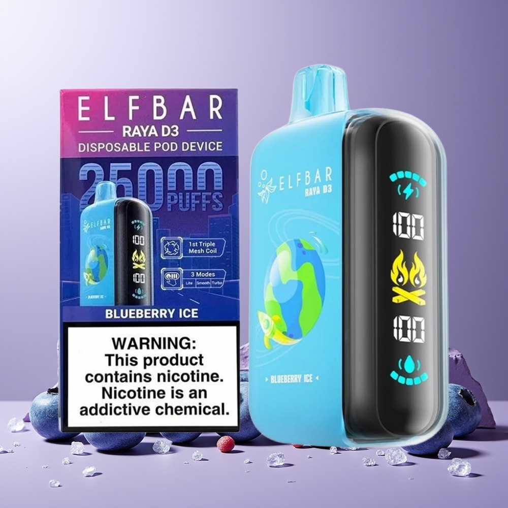 ELF BAR RAYA D3 25000 Puffs Disposable Vape New Zealand Wholesale Blueberry Ice 23ml 850mAh Rechargeable Type-C