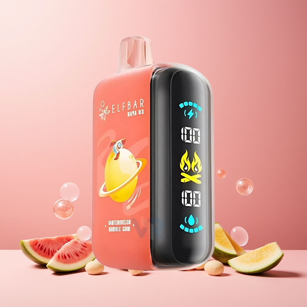 ELF BAR RAYA D3 25000 Puffs Disposable Vape New Zealand Wholesale Watermelon Bubble Gum 23ml 5% 850mAh Rechargeable Type-C Large Screen