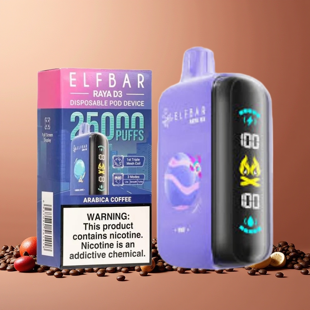 ELF BAR RAYA D3 25000 Puffs New Zealand Wholesale Disposable Vape Arabica Coffee 23ml 850mAh Type-C Rechargeable