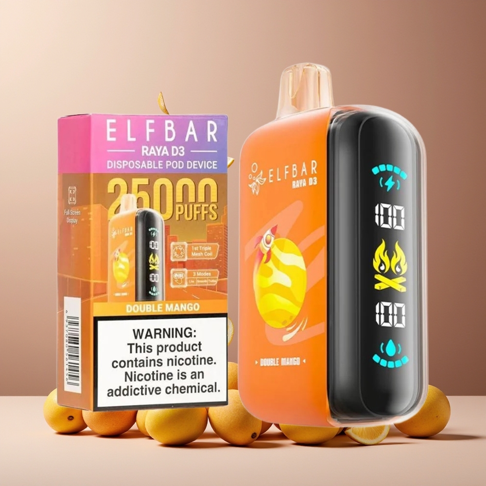 ELF BAR RAYA D3 25000 Puffs New Zealand Wholesale Disposable Vape Double Mango 23ml 850mAh Type-C Rechargeable