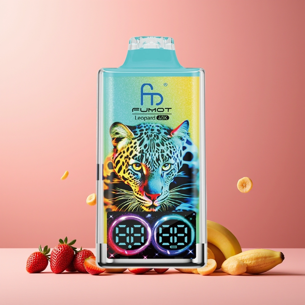 Fumot Leopard 40K Puffs New Zealand Wholesale Disposable Vape Strawberry Banana 5% Nicotine 700mAh Dual Mesh Type-C Digital Display
