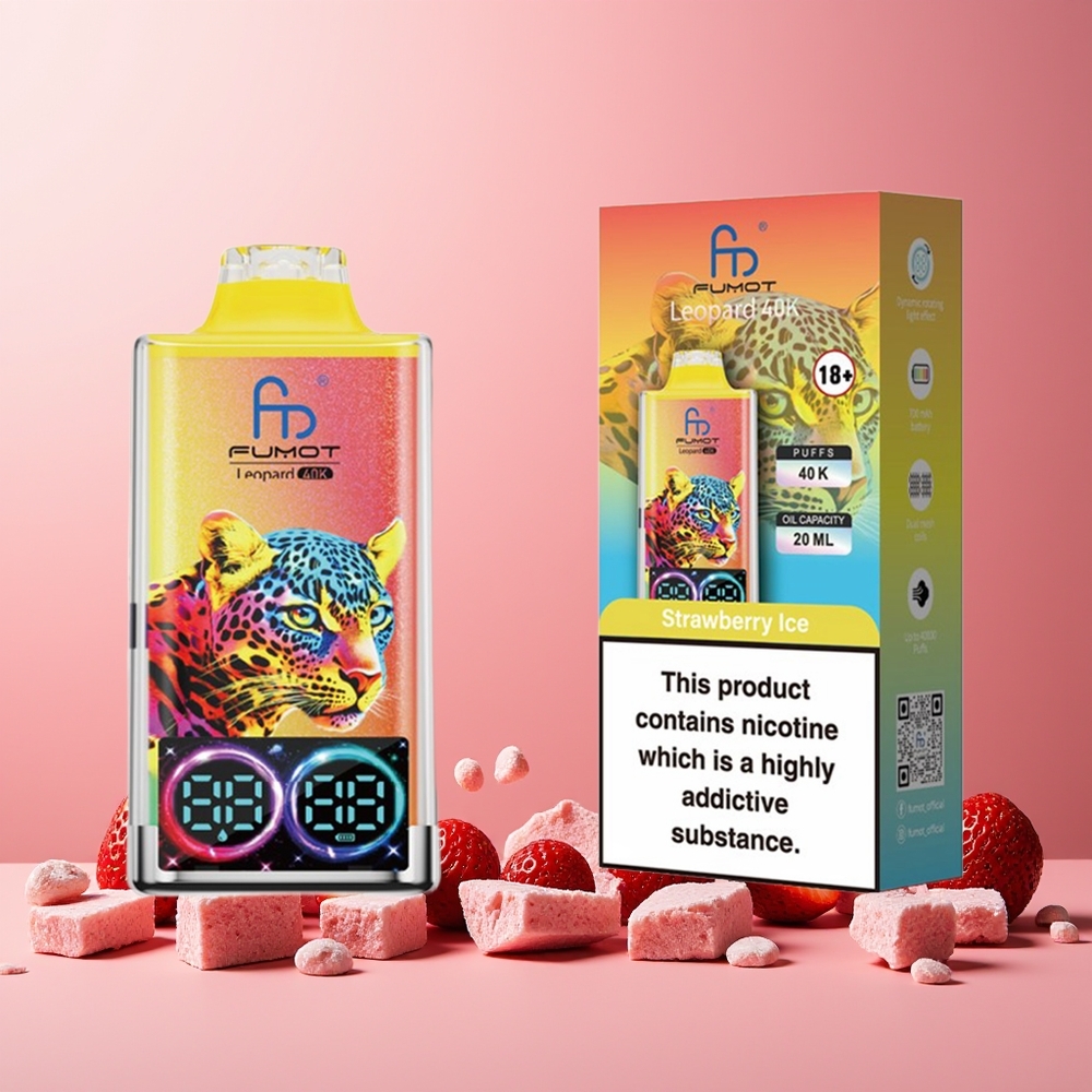 Fumot Leopard 40K Puffs New Zealand Wholesale Disposable Vape Strawberry Ice 5% Nicotine 700mAh Dual Mesh Type-C Digital Display