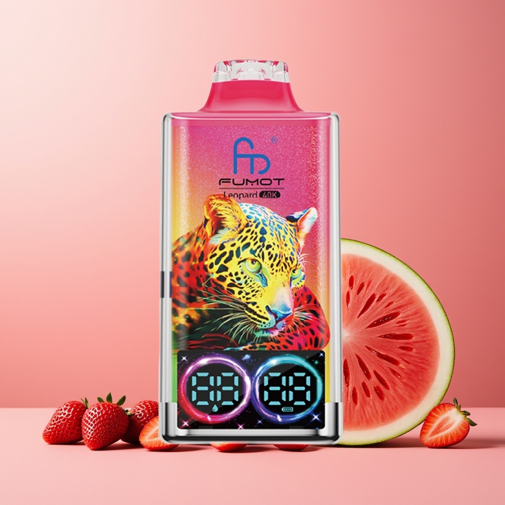 Fumot Leopard 40K Puffs New Zealand Wholesale Disposable Vape Strawberry Watermelon 5% Nicotine 700mAh Dual Mesh Type-C Digital Display