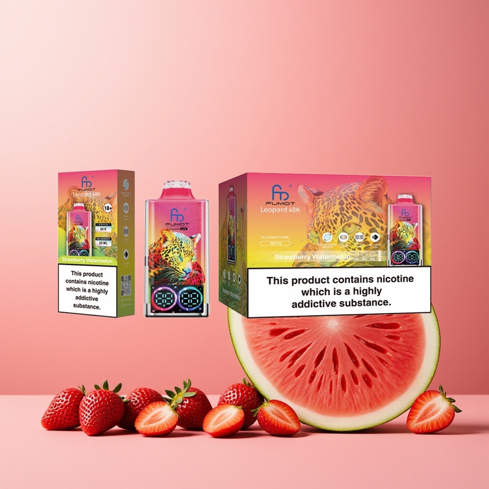 Fumot Leopard 40K Puffs New Zealand Wholesale Disposable Vape Strawberry Watermelon 5% Nicotine 700mAh Dual Mesh Type-C Digital Display