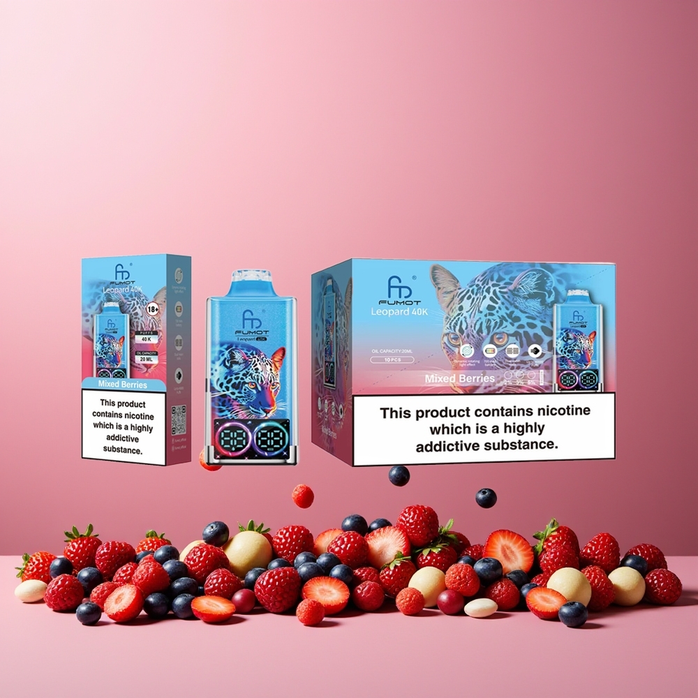 Fumot Leopard 40K Puffs New Zealand Wholesale Dual Mesh 700mAh Type-C Charging Digital Tube Mixed Berries Disposable Vape