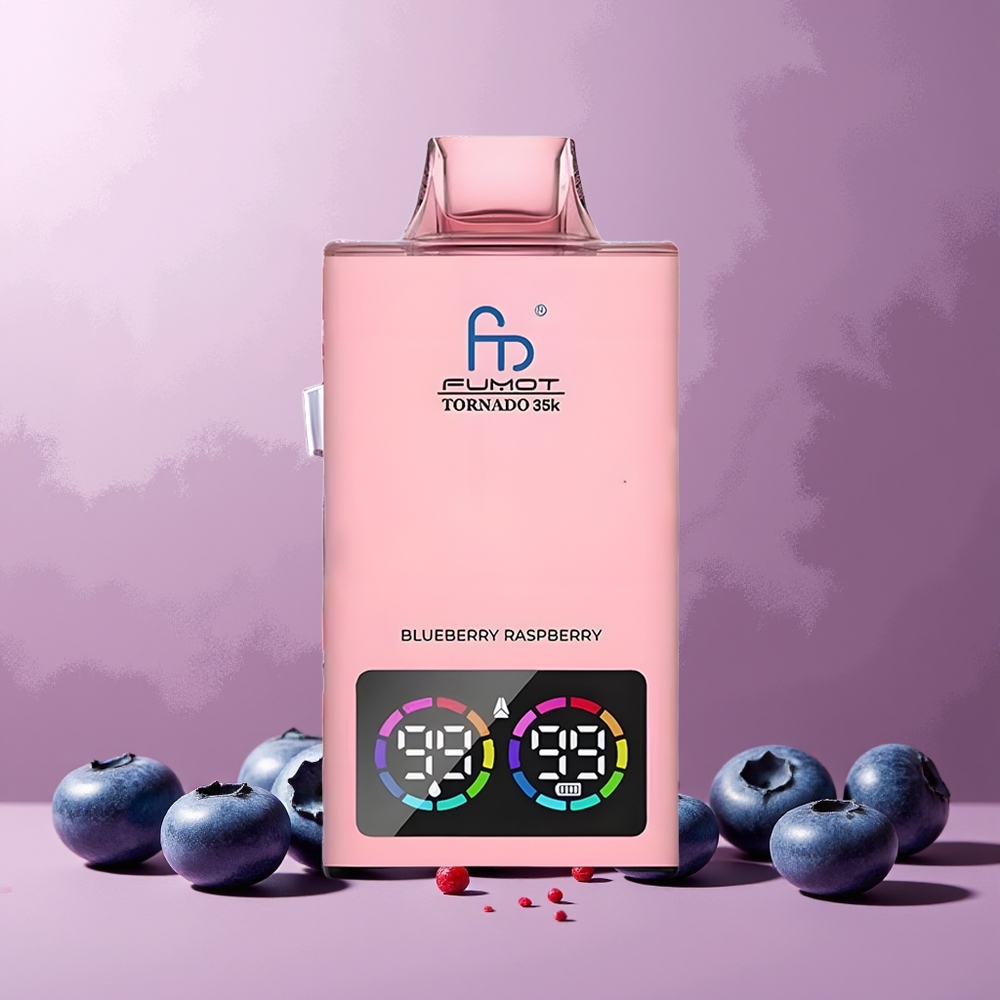 Fumot Tornado 35000 Disposable Vape Blueberry Raspberry New Zealand Wholesale with Dual Mesh Coil 15ml E-juice 700 MAH Battery USB-C