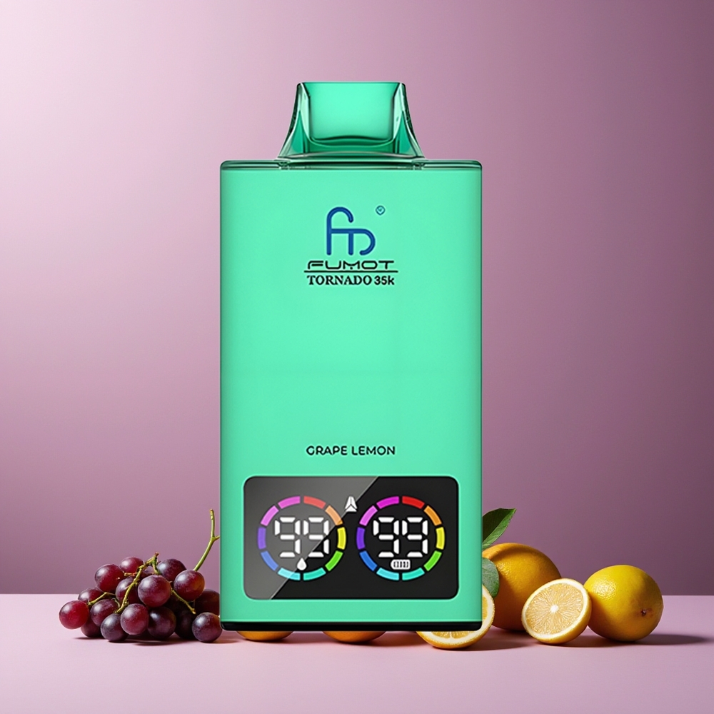 Fumot Tornado 35000 Disposable Vape Grape Lemon New Zealand Wholesale Dual Mesh Coil 15ml E-juice 700MAH USB-C 35K Puffs