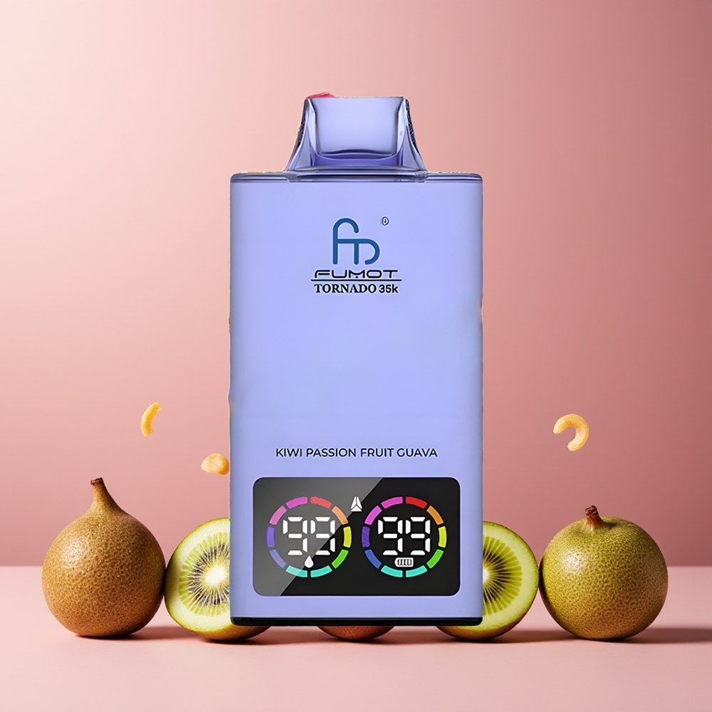 Fumot Tornado 35000 Disposable Vape Kiwi Passion Fruit Guava New Zealand Wholesale - Dual Mesh Coil, 15ml E-juice, 700mAh Battery, USB-C