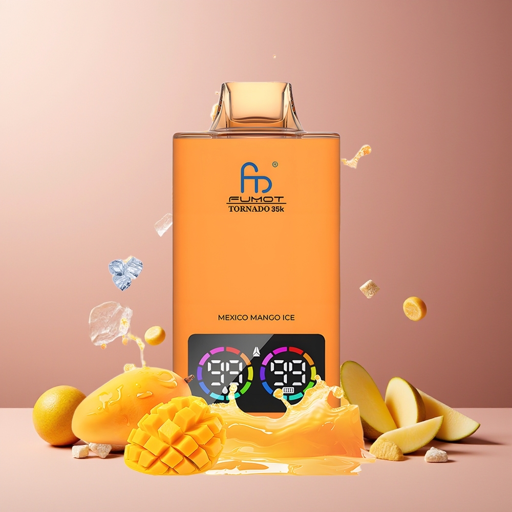 Fumot Tornado 35000 Disposable Vape New Zealand Wholesale 15ml E-juice 700MAH Fast USB-C Charging Dual Mesh Coil Mexico Mango Ice