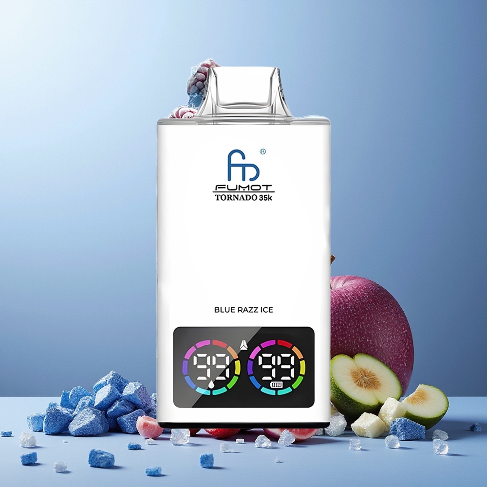 Fumot Tornado 35000 Disposable Vape New Zealand Wholesale Blue Razz Ice 15ml E-juice 700mAh Fast Charging USB-C Dual Mesh Coil