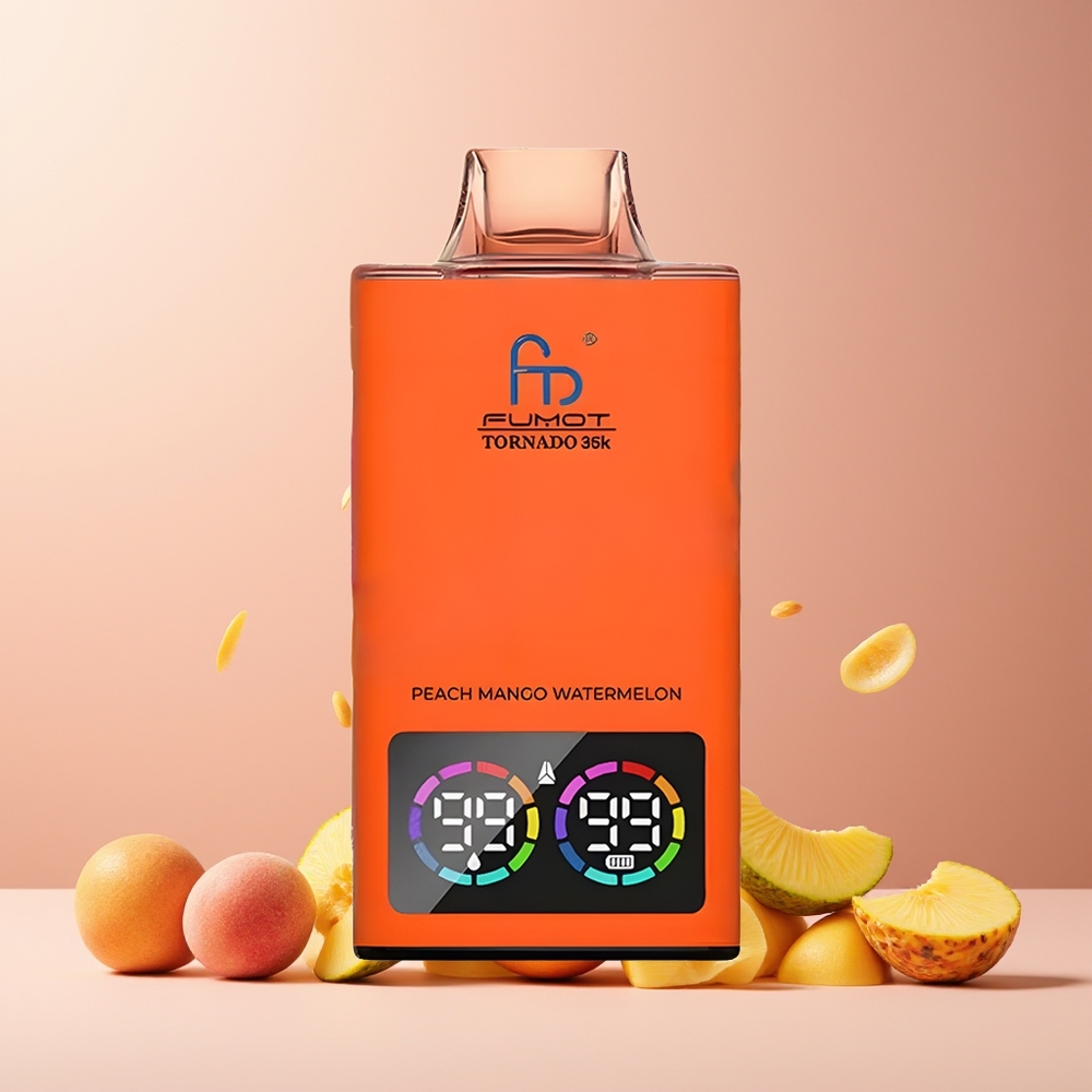 Fumot Tornado 35000 Disposable Vape Peachy Mango Pineapple New Zealand Wholesale with Dual Mesh Coil 15ml E-juice 700MAH USB-C 35K Puffs