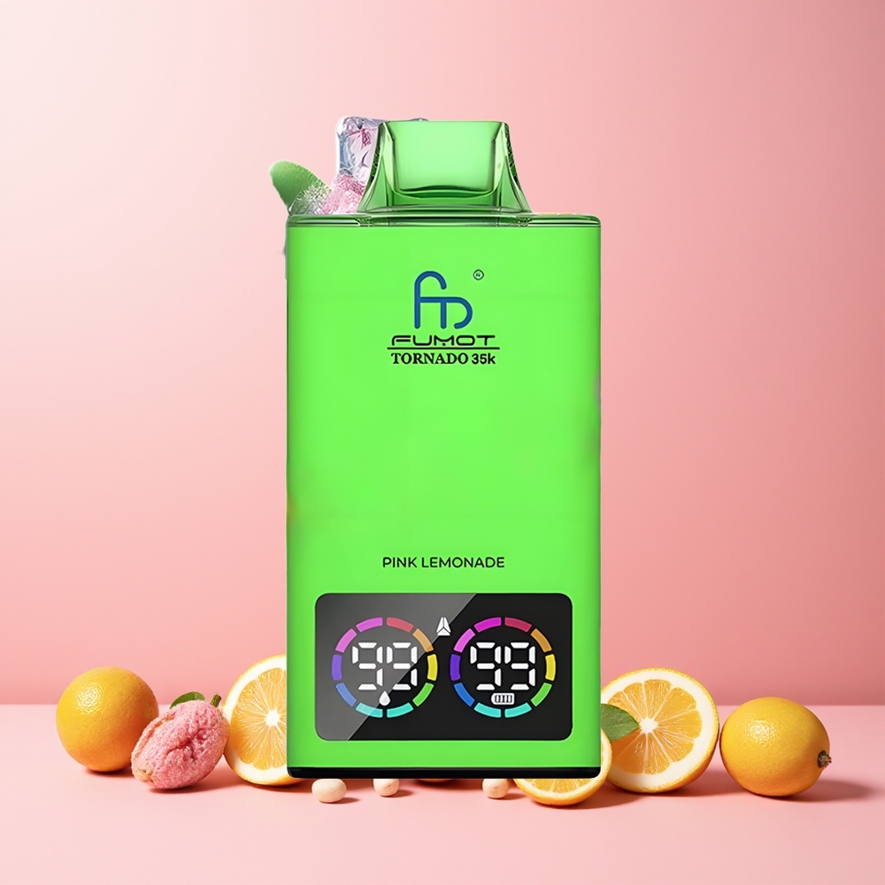 Fumot Tornado 35000 Disposable Vape Pink Lemonade New Zealand Wholesale Dual Mesh Coil 15ml E-juice 700MAH USB-C 35K Puffs
