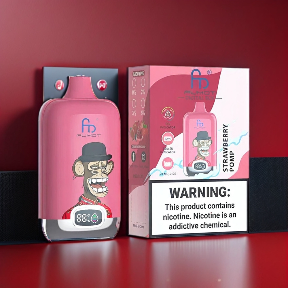 Fumot Tornado Digital Box 12000 Puffs New Zealand Wholesale Strawberry Pomp Vape