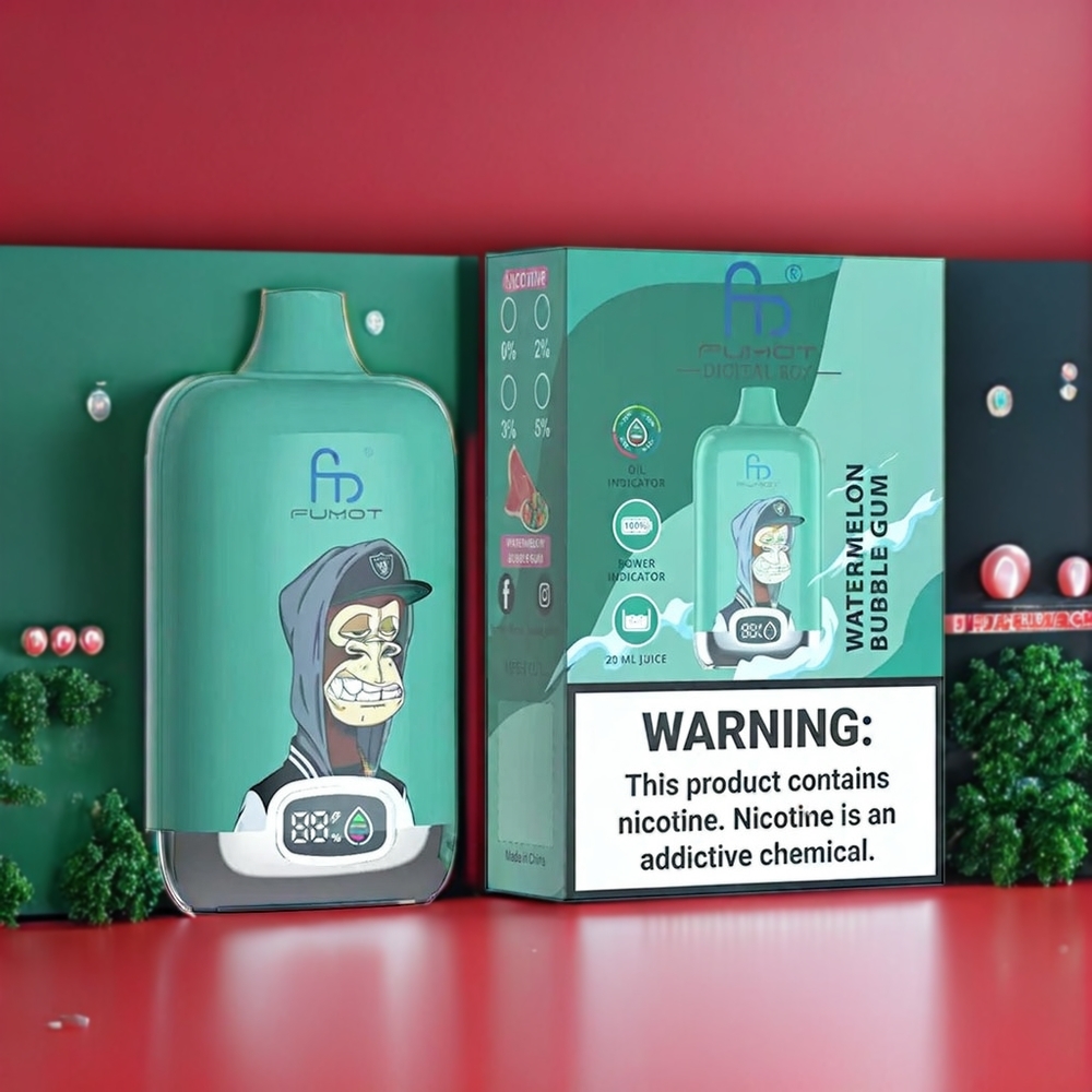 Fumot Tornado Digital Box 12000 Puffs New Zealand Wholesale Watermelon Bubble Gum