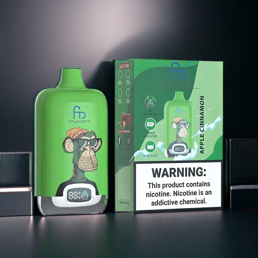 Fumot Tornado New Zealand Wholesale Apple Cinnamon Digital Box 12000 Puffs Vape