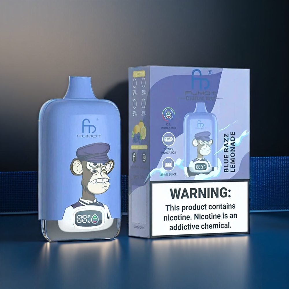 Fumot Tornado New Zealand Wholesale Digital Box 12000 Puffs Blue Razz Lemonade Vape