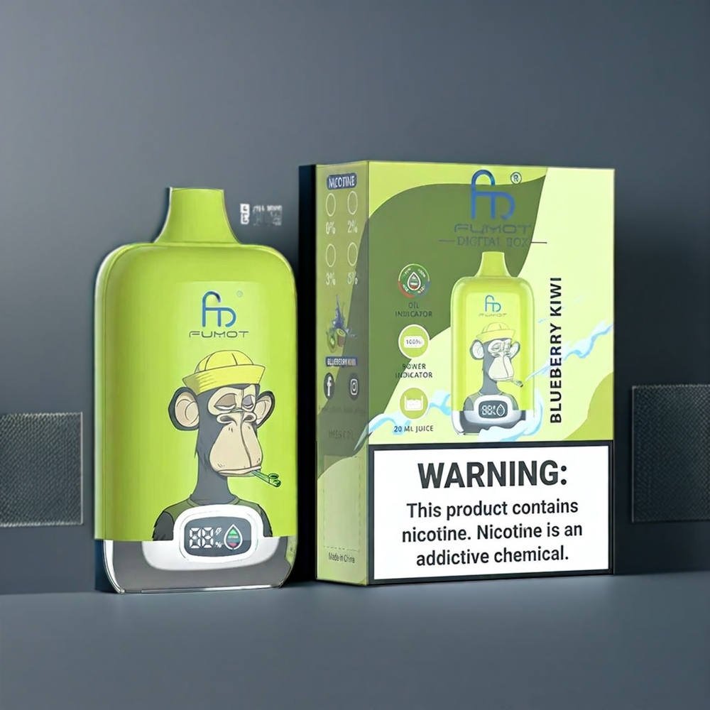 Fumot Tornado New Zealand Wholesale Digital Box 12000 Puffs Blueberry Kiwi Vape