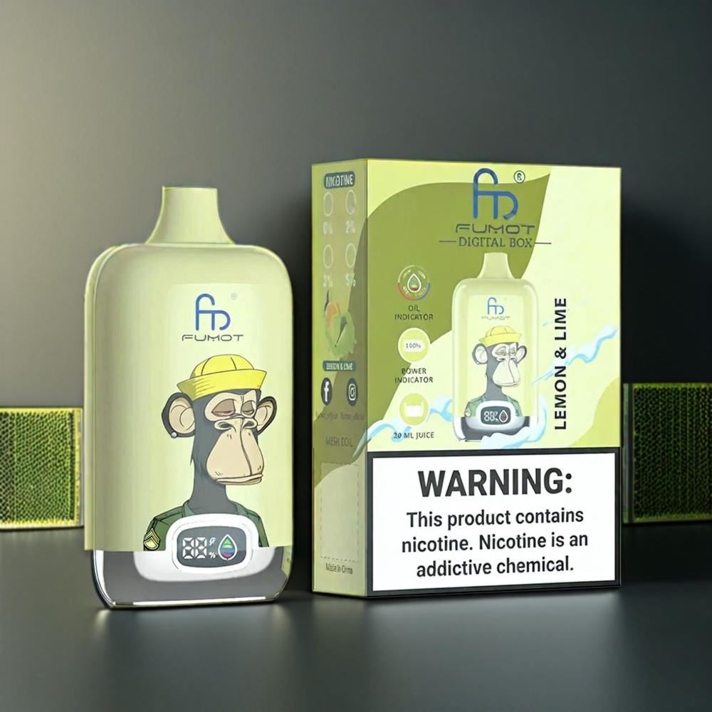 Fumot Tornado New Zealand Wholesale Digital Box 12000 Puffs Lemon Lime Vape