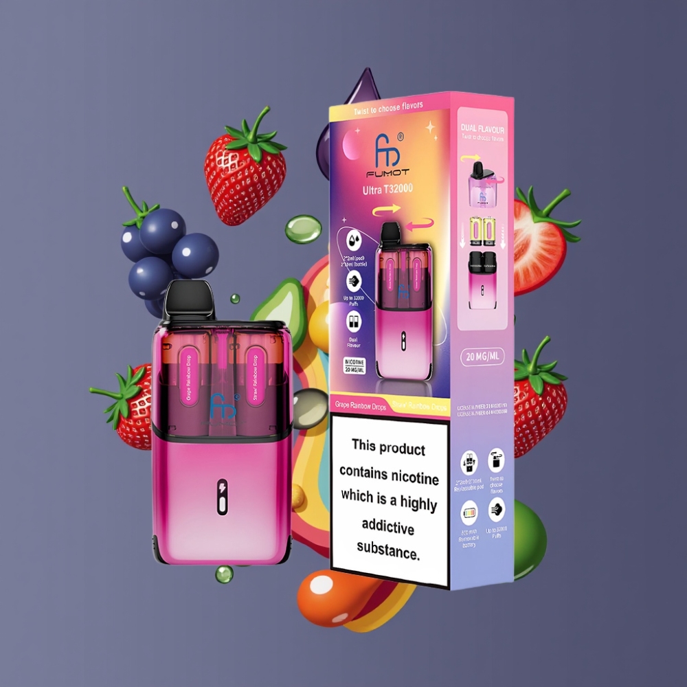 Fumot Ultra T32000 24ml 800mAh Mesh Coil Grape Rainbow & Straw Rainbow New Zealand Wholesale