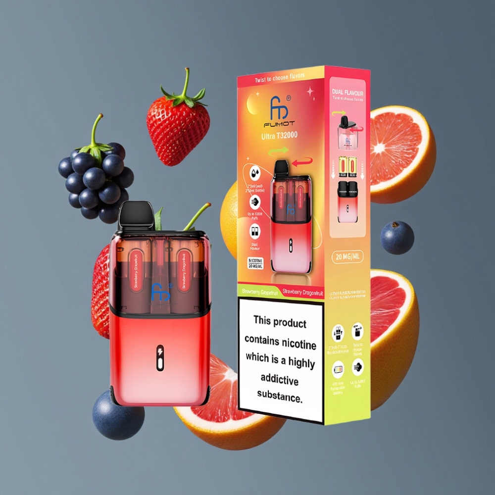 Fumot Ultra T32000 24ml 800mAh Mesh Coil New Zealand Wholesale Strawberry Grapefruit & Strawberry Dragonfruit Disposable Vape