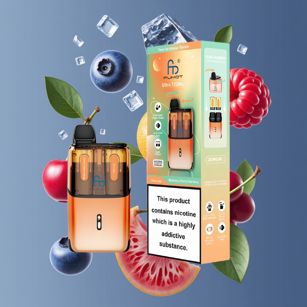 Fumot Ultra T32000 New Zealand Wholesale 32000 Puffs 24ml Blueberry Cherry Cranberry & Cherry Ice Disposable Vape