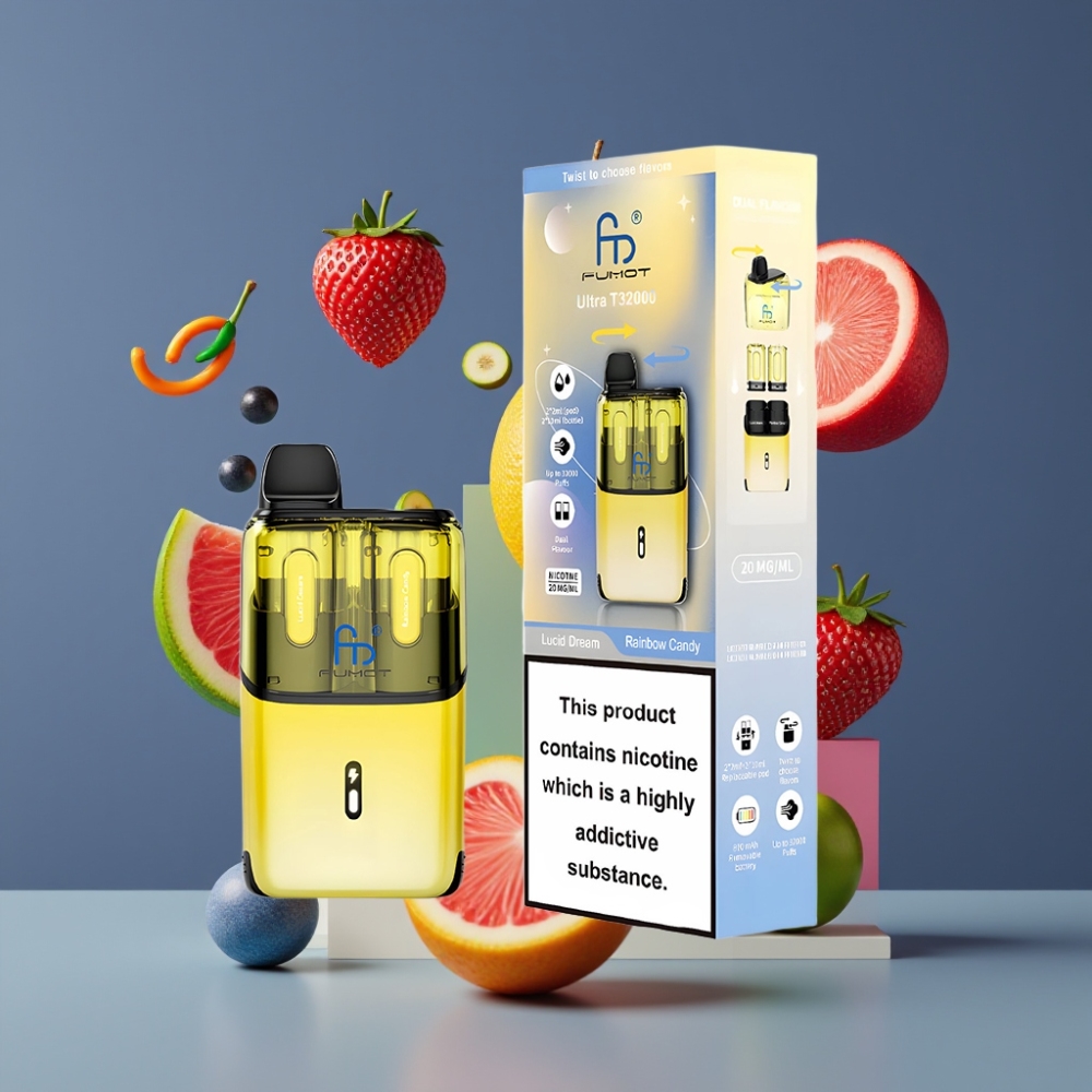 Fumot Ultra T32000 New Zealand Wholesale 32000 Puffs 800mAh 24ml Fast Charging Mesh Coil Disposable Vape Lucid Dream & Rainbow Candy
