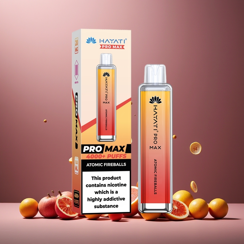 Hayati Pro Max 4000 Puffs Disposable Vape Atomic Fireballs New Zealand Wholesale – 2%/5% Nicotine, 1400mAh Rechargeable, LED Light, TPD-Compliant