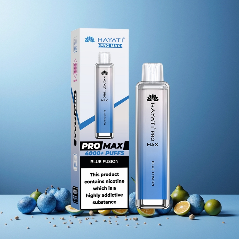 Hayati Pro Max 4000 Puffs Disposable Vape Blue Fusion New Zealand Wholesale - 5% Nic, 1400mAh, Rechargeable, LED Light, 2ml/10ml, TPD