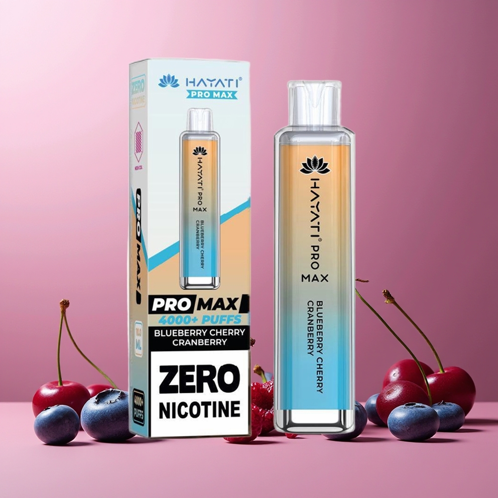 Hayati Pro Max 4000 Puffs Disposable Vape Blueberry Cherry Cranberry New Zealand Wholesale 5% Nicotine 1400mAh Rechargeable LED Light TPD