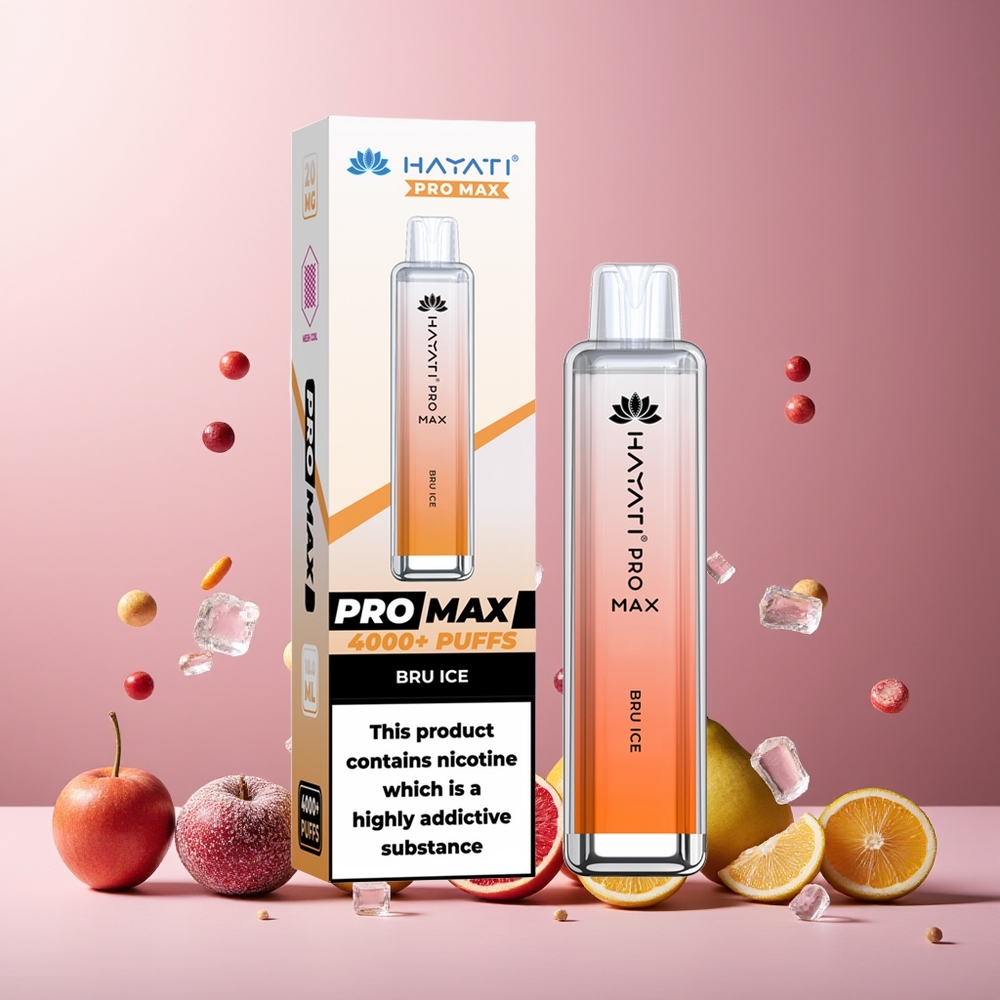 Hayati Pro Max 4000 Puffs Disposable Vape Bru Ice New Zealand Wholesale, Rechargeable 1400mAh, Dual Mesh Coil, LED Light, TPD-Compliance