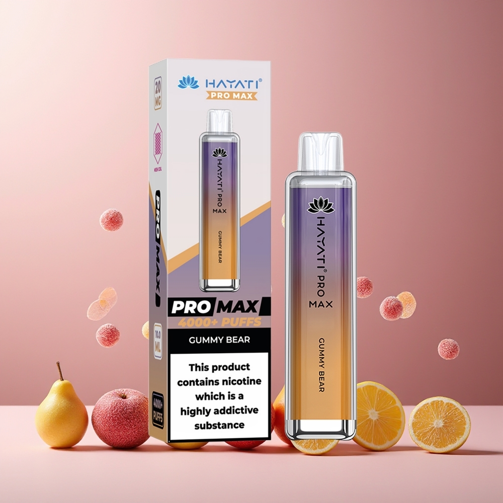 Hayati Pro Max 4000 Puffs Disposable Vape Gummy Bear New Zealand Wholesale, Rechargeable 1400mAh, Dual Mesh Coil, TPD-Compliant