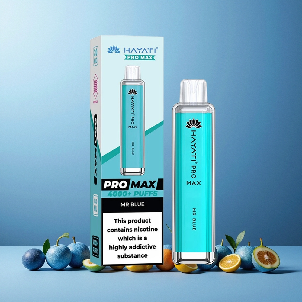 Hayati Pro Max 4000 Puffs Disposable Vape Mr Blue New Zealand Wholesale 1400mAh Rechargeable 5% Nicotine Dual Mesh Coil