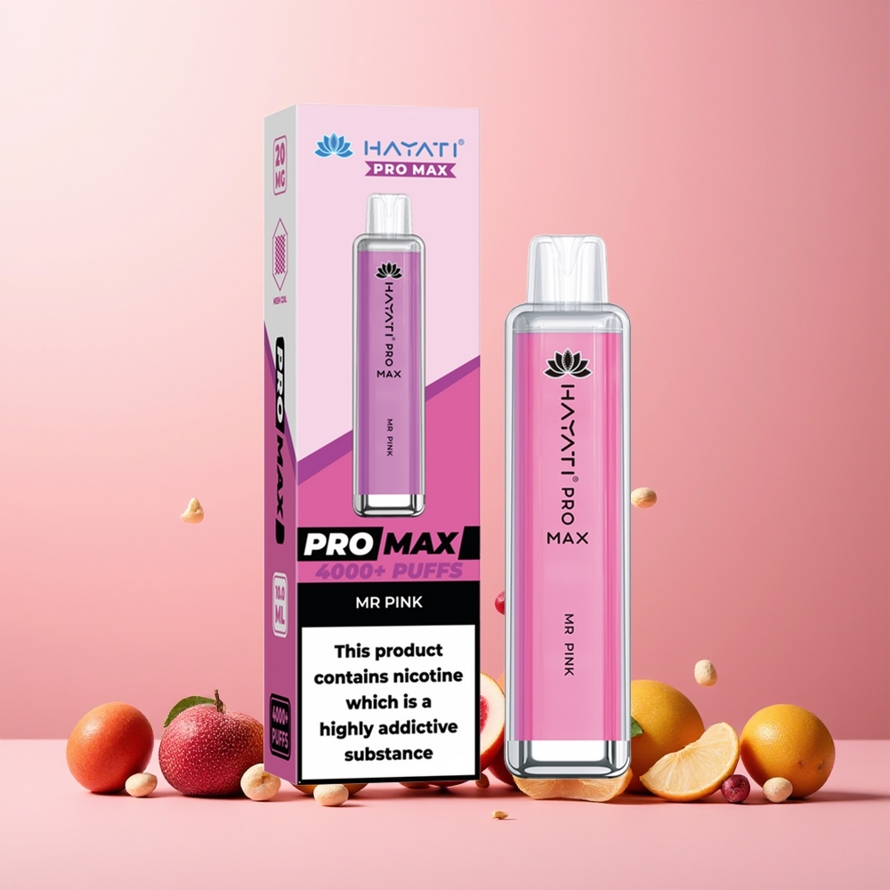 Hayati Pro Max 4000 Puffs Disposable Vape Mr Pink New Zealand Wholesale 1400mAh Rechargeable 2% 5% Nicotine TPD-Compliance